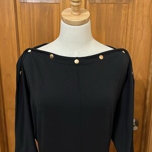 Stella & Dot Size XS Black Sweatshirt w/Gold Snaps